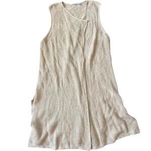 Eight Eight Eight Beige Knit Longline Vest Open Front Cardigan XL Boho